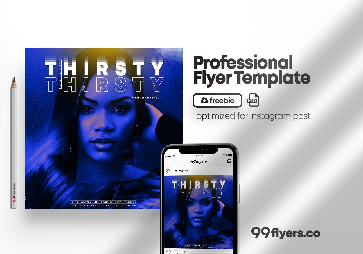 Blue, Modern Night Party Instagram Banner Template FREE PSD
