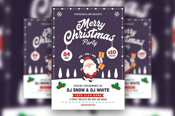 Border Illustrated Christmas Party Flyer Template Free Download ...