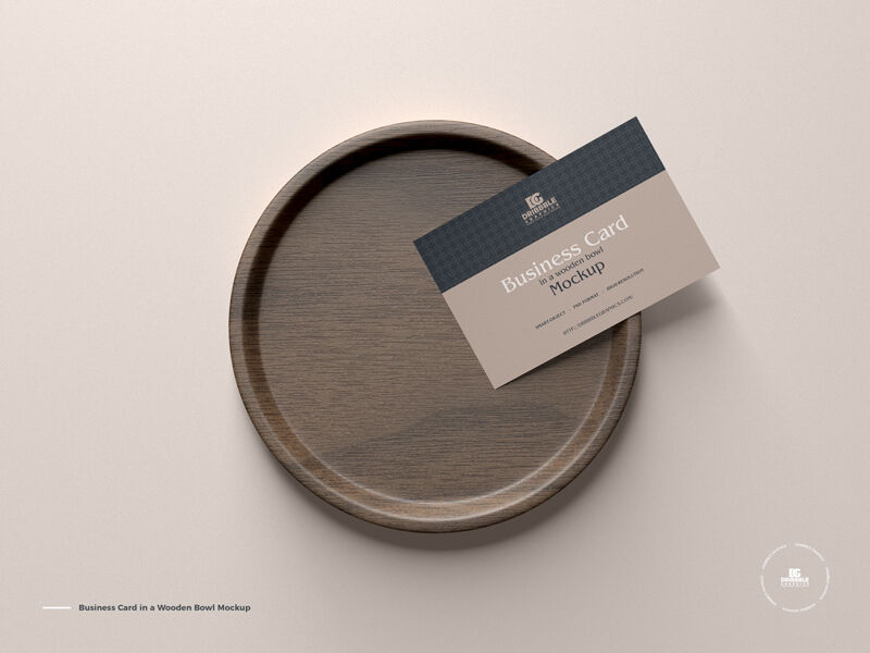 Business Card In a Wooden Bowl Mockup FREE PSD