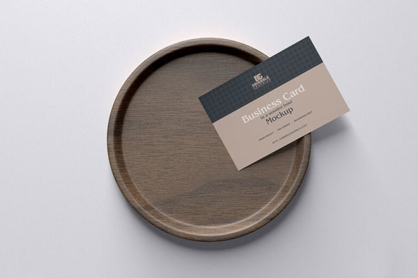 Business Card In a Wooden Bowl Mockup FREE PSD