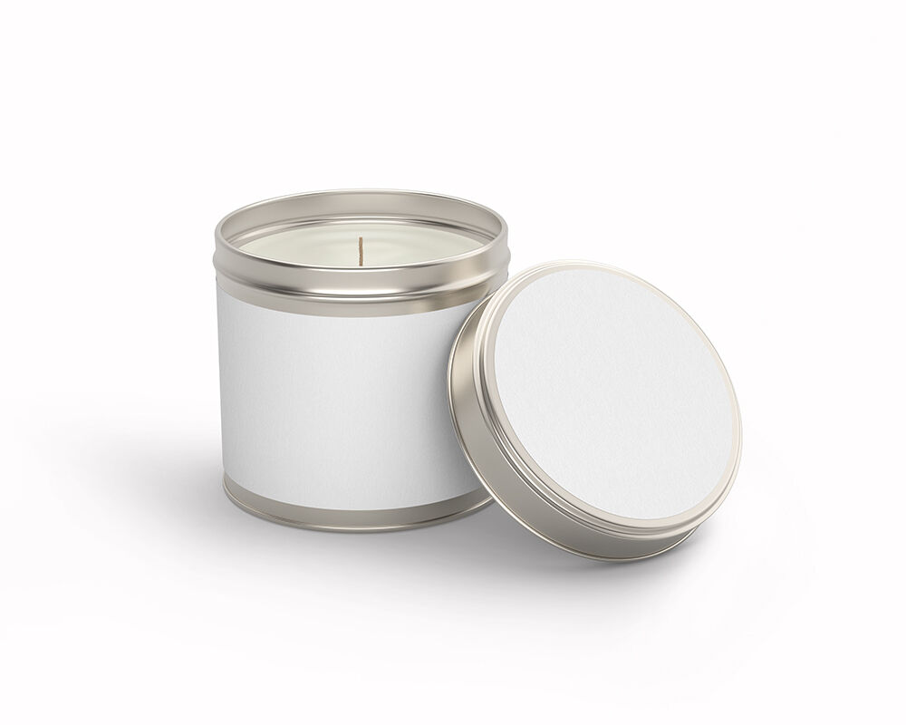 Candle Tin Jar with a Leaning Lid Mockup FREE PSD
