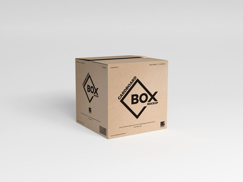 Cardboard Carton Standing in the Half-Side View Mockup Free Download ...