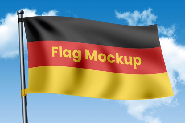 Front Sight of Fabric Flag Mockup in Sky (FREE) - Resource Boy