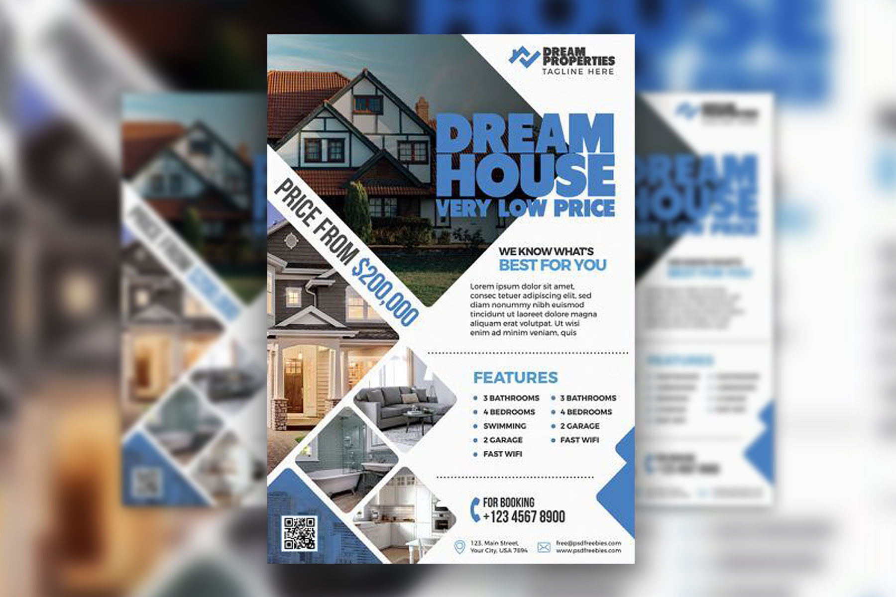 Collage, Geometric Real Estate Agency Flyer Template Free Download ...