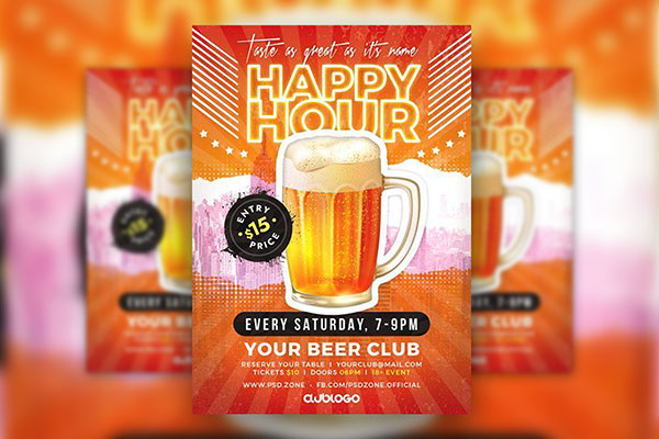 Colorful Creative Happy Hour Flyer Template Free Download | Resource Boy