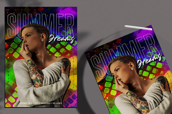 Colorful Night Party Flyer Template FREE PSD