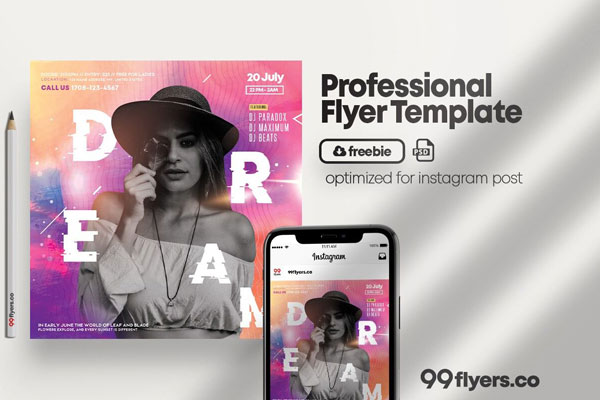 Colorful Party Instagram Post Template FREE PSD