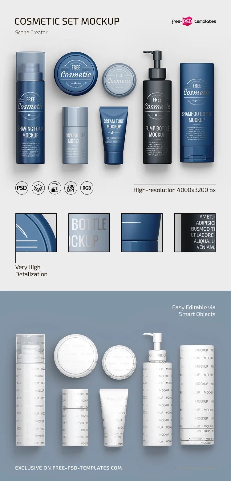 Cosmetic Packaging Scene Creator Mockup FREE PSD