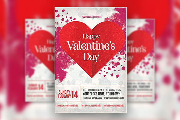 Dark and Light Designs of a Grunge Valentine's Day Flyer Template Free ...