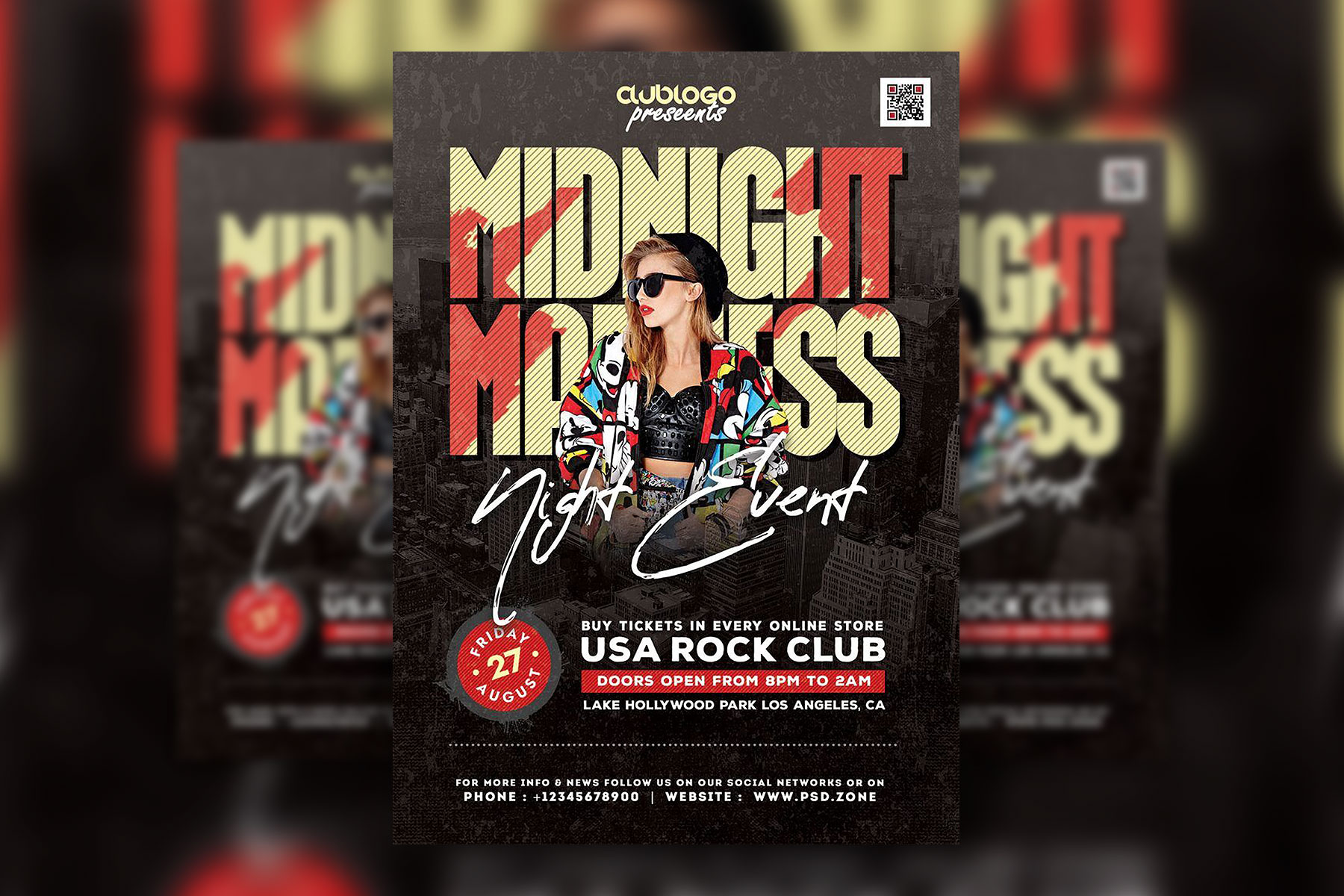 Dark Modern Nightclub Event Flyer Template FREE PSD