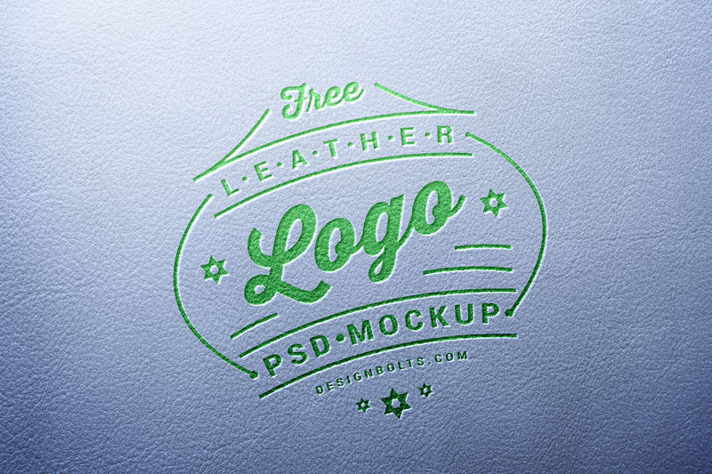 Debossed Logo Stamped on Leather in Top View Mockup FREE PSD