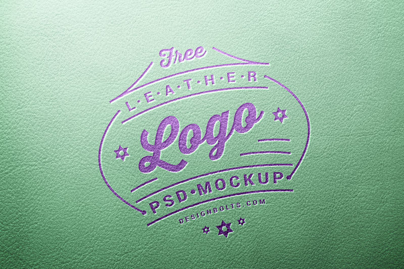 Debossed Logo Stamped on Leather in Top View Mockup FREE PSD