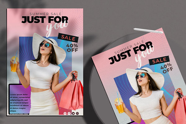 Dots Modern Summer Sale Flyer Template FREE PSD