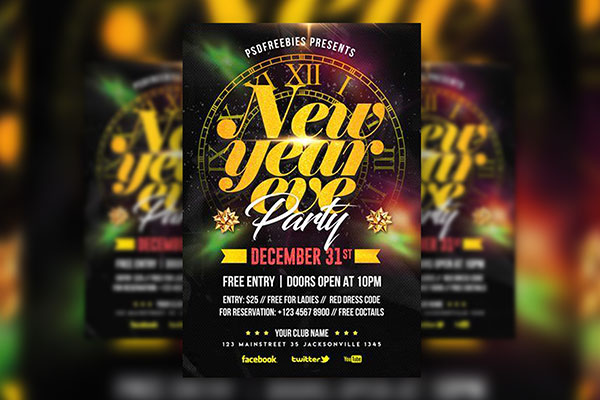 Festive and Mystical New Year's Eve Party Template FREE PSD