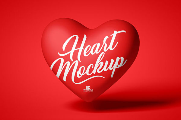 Floating Minimal Heart Balloon Mockup FREE PSD