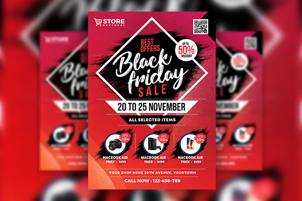 Free Shapes Dark Black Friday Sale Flyer template