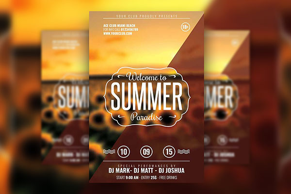 Frame Summer Event Flyer Template FREE PSD