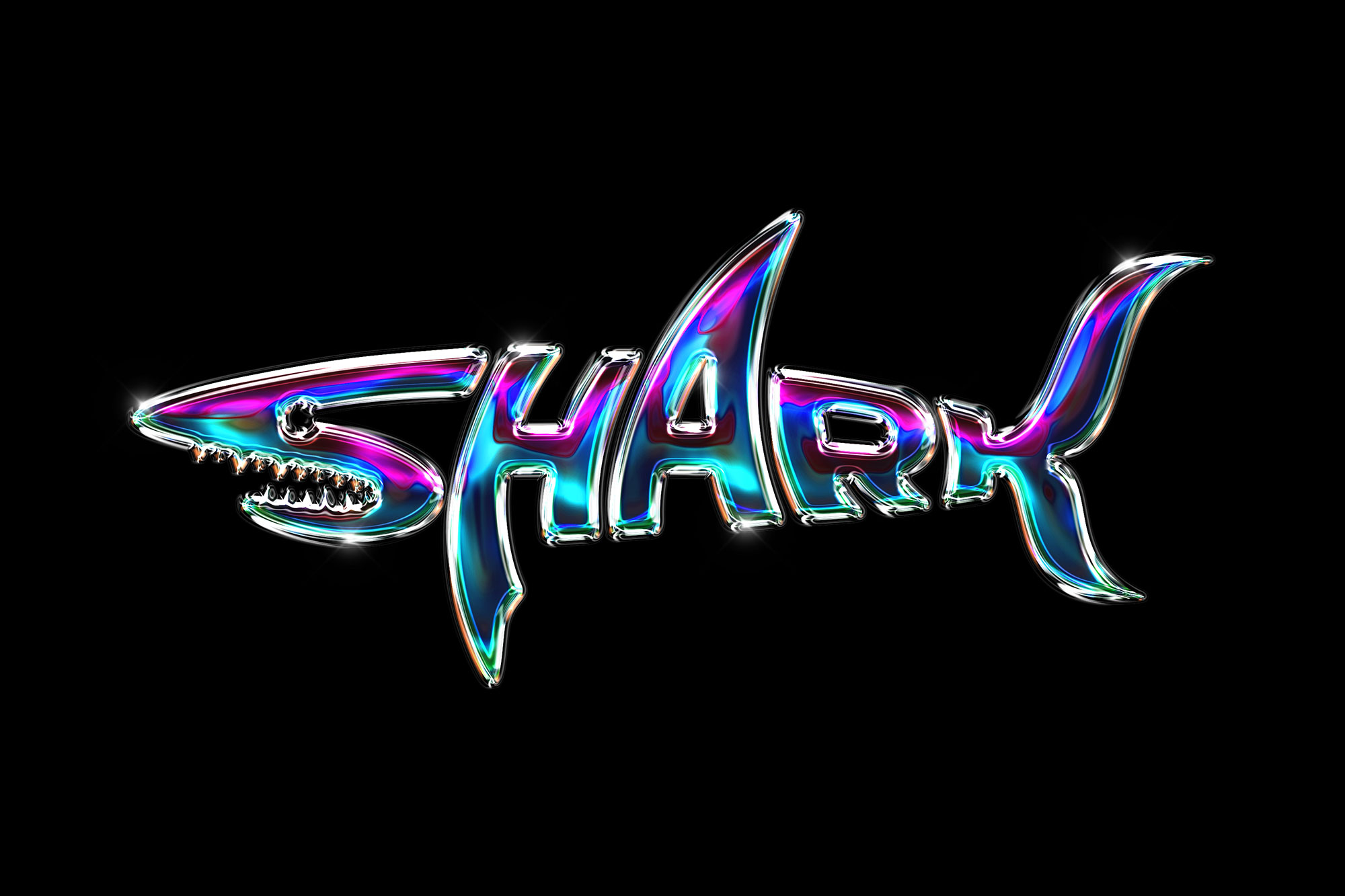 Shark Energy Abstract Chrome Logo Mockup