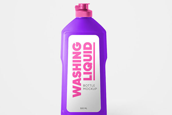 Front and 3/4 View of Two Washing Liquid Bottle Mockups FREE PSD