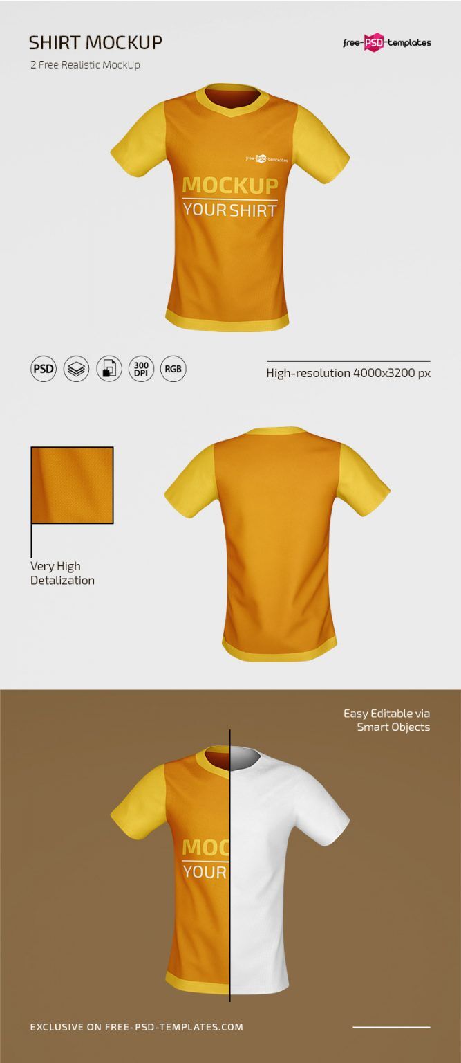 Front and Back View of Two Realistic T-Shirt Mockups (FREE) - Resource Boy