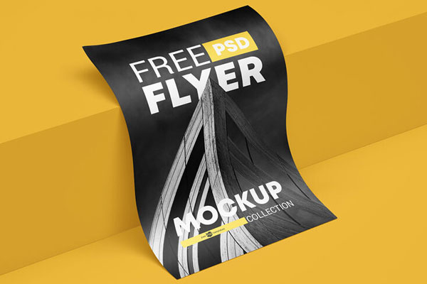 Front and Perspective View of 3 Flyer Mockups FREE PSD