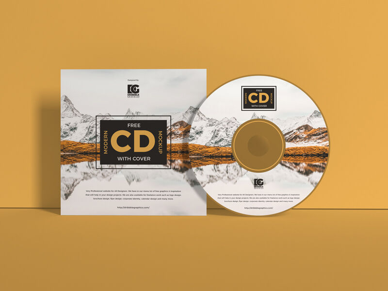 Front View CD and Cover Mockup Leaning Against the Wall FREE PSD