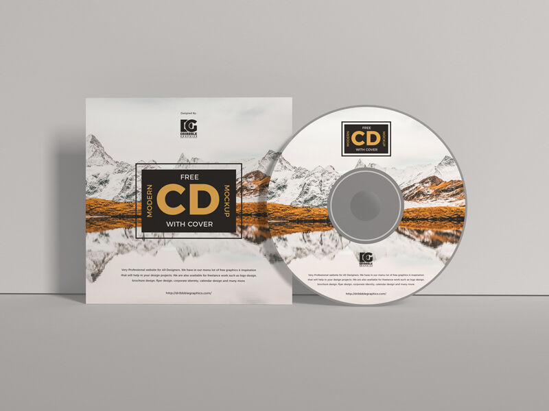 Front View CD and Cover Mockup Leaning Against the Wall FREE PSD