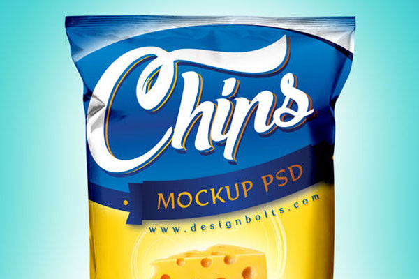 Front View Close-up Shot Snack Packaging Standing Up Mockup FREE PSD