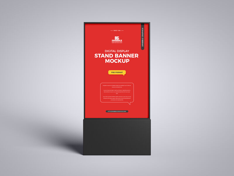 Front View Digital Banner Stand Mockup in Plain Setting FREE PSD