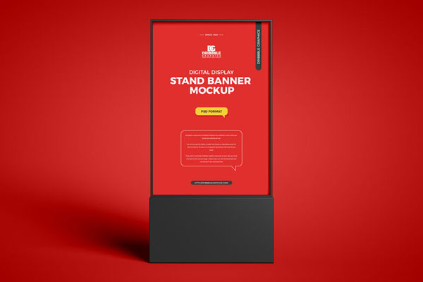 Front View Digital Banner Stand Mockup in Plain Setting FREE PSD