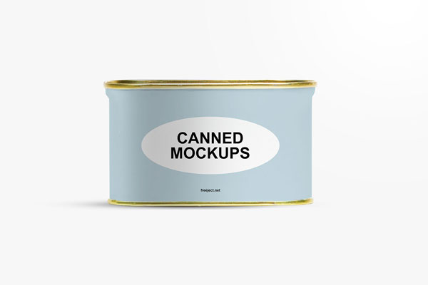 Front View Flat Tin Can Mockup in Plain Setting FREE PSD