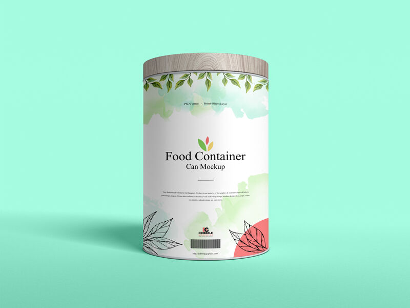 Front View Food Container Can Mockup FREE PSD