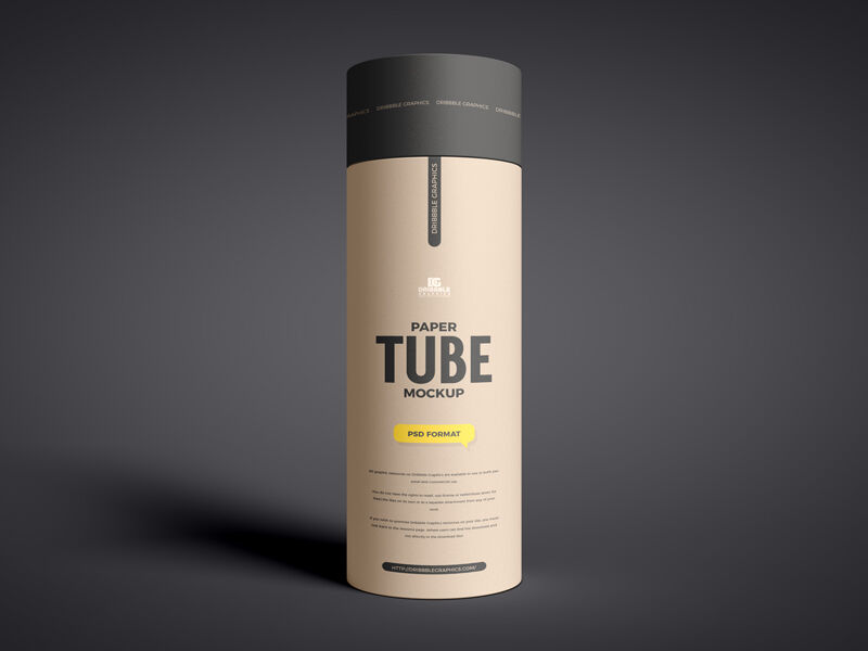 Front View Long Paper Tube Mockup FREE PSD