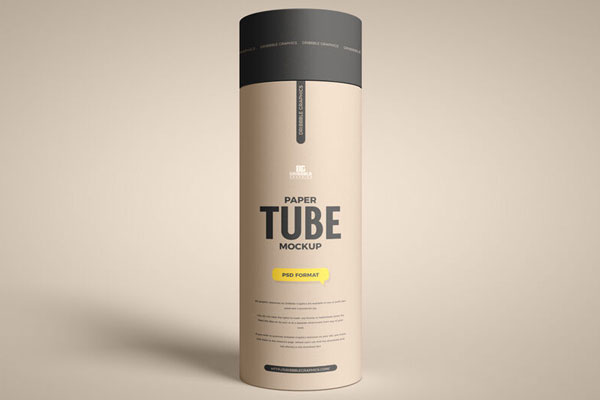 Front View Long Paper Tube Mockup FREE PSD
