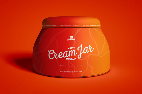 Front View Matte Cream Jar Mockup FREE PSD