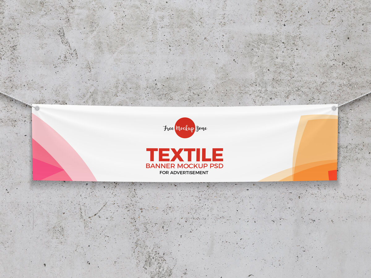Front View Mockup Featuring a Horizontal Hanging Banner FREE PSD
