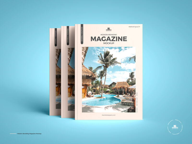 Front View Modern Magazines Mockup FREE PSD