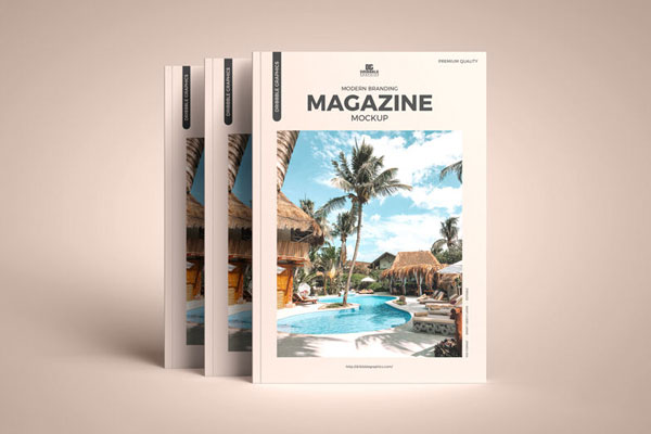 Front View Modern Magazines Mockup FREE PSD