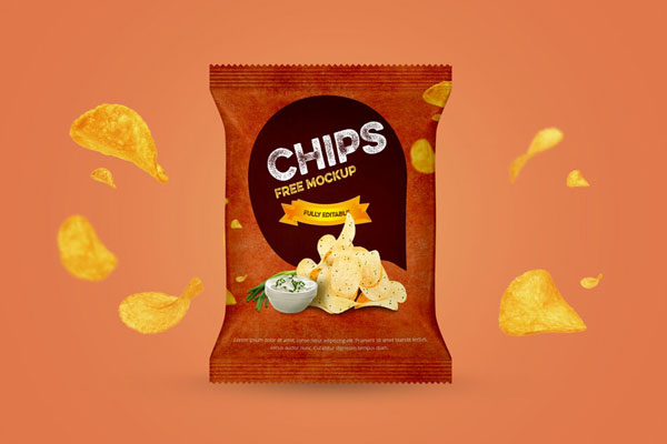 Front View of a Chips Packaging Mockup FREE PSD