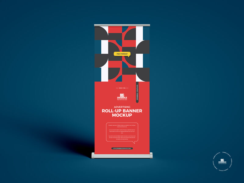Front View of a Roll-Up Banner Mockup FREE PSD
