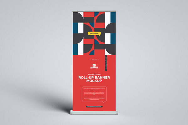 Front View of a Roll-Up Banner Mockup FREE PSD