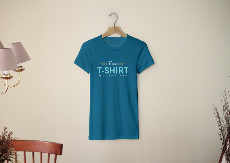 Front View of a Short-Sleeved T-shirt Mockup FREE PSD