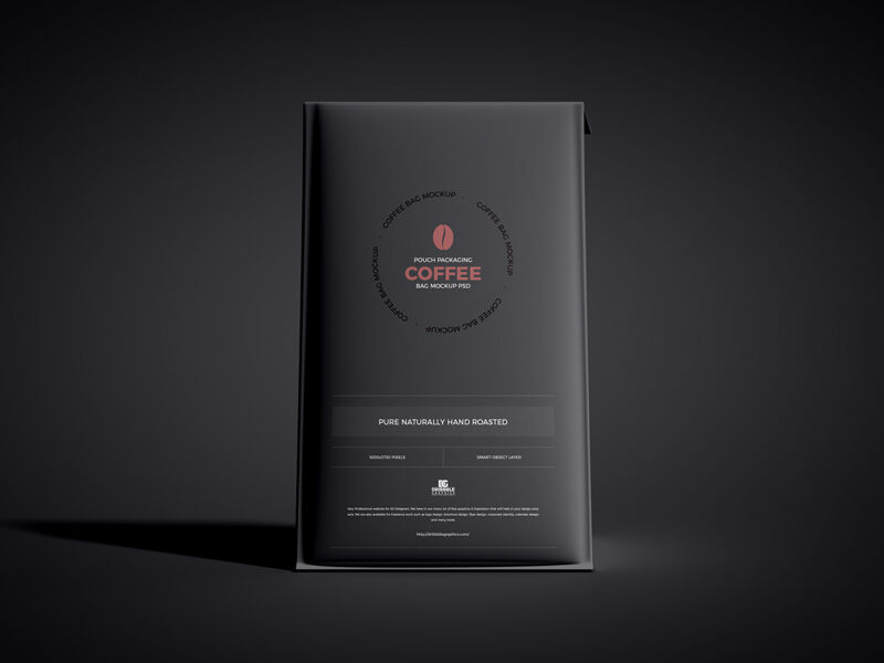 Front View of a Vertical Pouch Packaging Coffee Bag Mockup FREE PSD