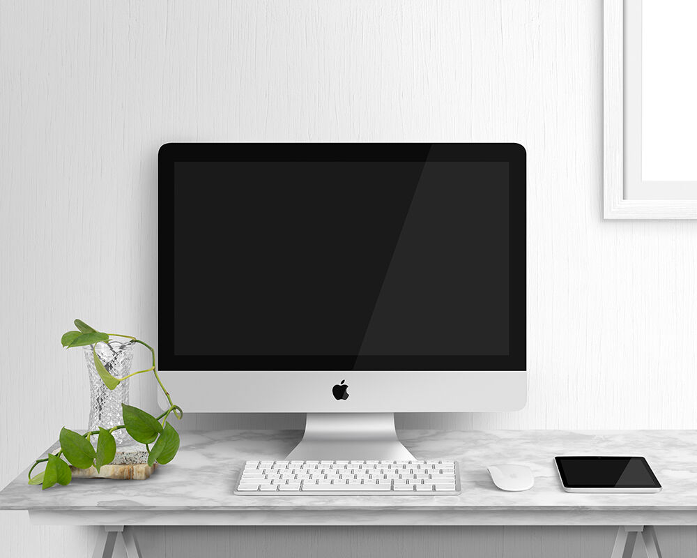 Front View of an iMac and a Tablet Mockup FREE PSD