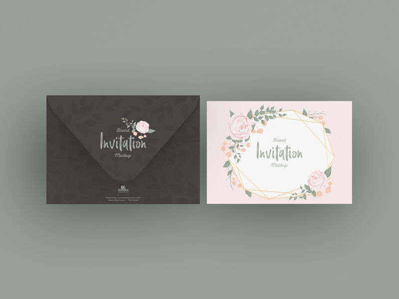 Front View of an Invitation Card and Its Pocket Mockup FREE PSD