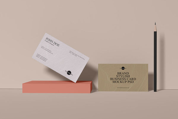 Front View of Both Sides of a Business Card Mockup FREE PSD
