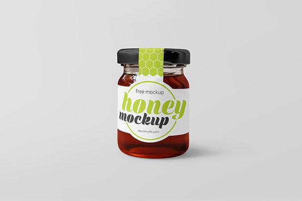 Front View of Glass Jar with Honey Mockup FREE PSD