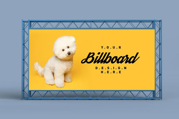 Front View of Horizontal Simple Billboard Backdrop Mockup FREE PSD