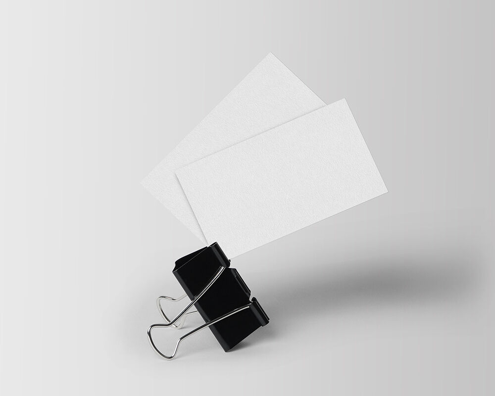 Front View of Paper Clipped Business Cards Mockup FREE PSD