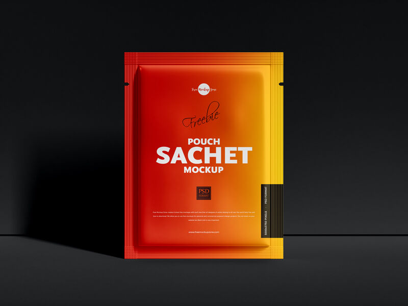 Front View of Pouch Sachet Mockup FREE PSD